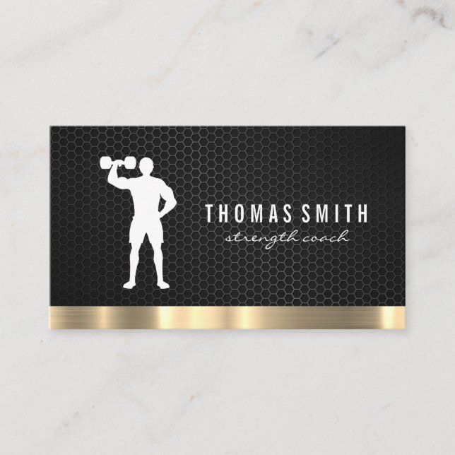 Personal Trainer Metallic Gold Trim Visitenkarte (Vorderseite)