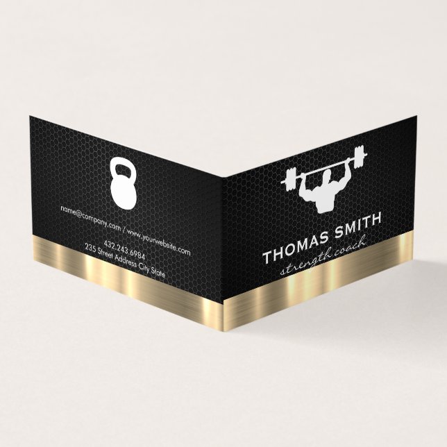 Personal Trainer Metallic Gold Trim Visitenkarten (Vorderseite)
