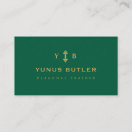 Personal Trainer Monogram Hantel Smaragdgrün Visitenkarte