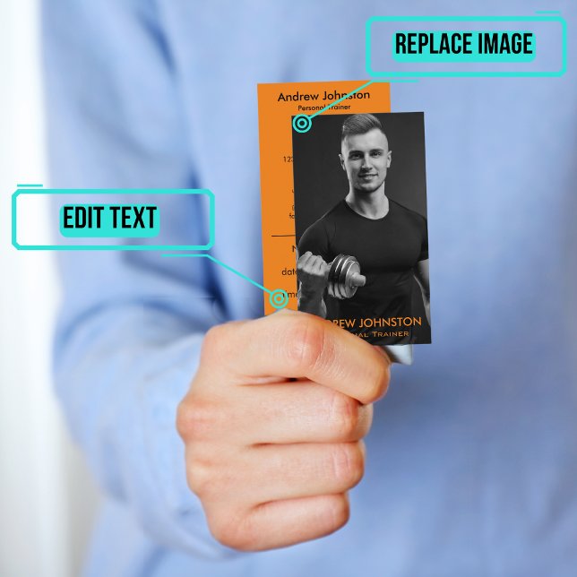 Personal Trainer oder Coach Black & Orange Terminkarte (Please enjoy our business card)