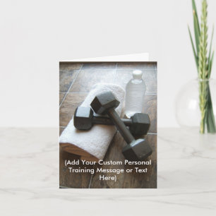 Personal Trainer oder Fitness Dumbells Handtuch & Karte