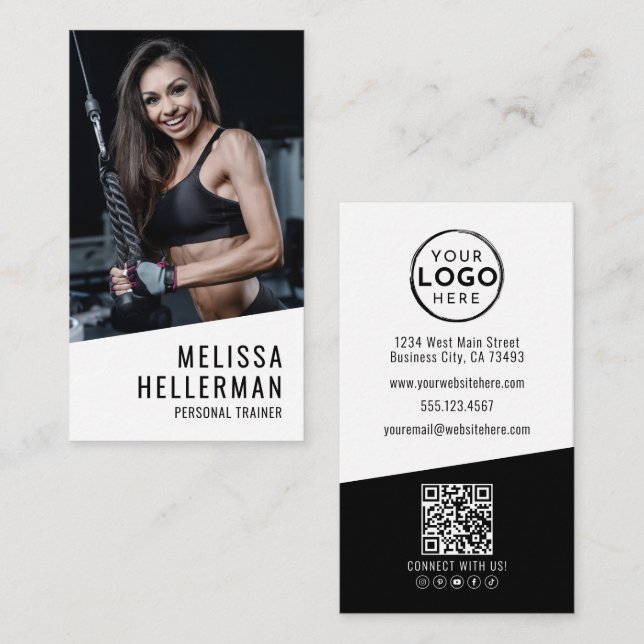 Personal Trainer Photo Vertical Visitenkarte (Vorne/Hinten)