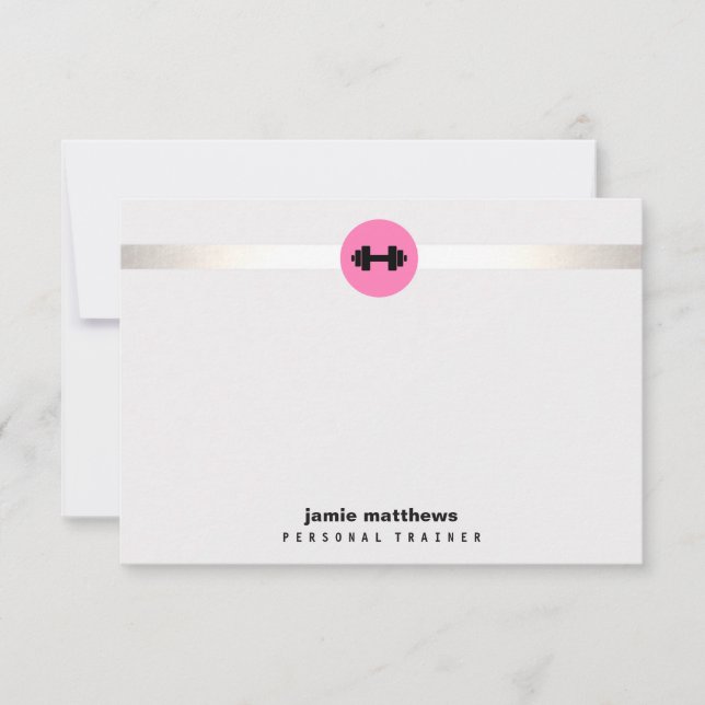 Personal Trainer Pink Dumbell Logo-Fitness Mitteilungskarte (Vorderseite)