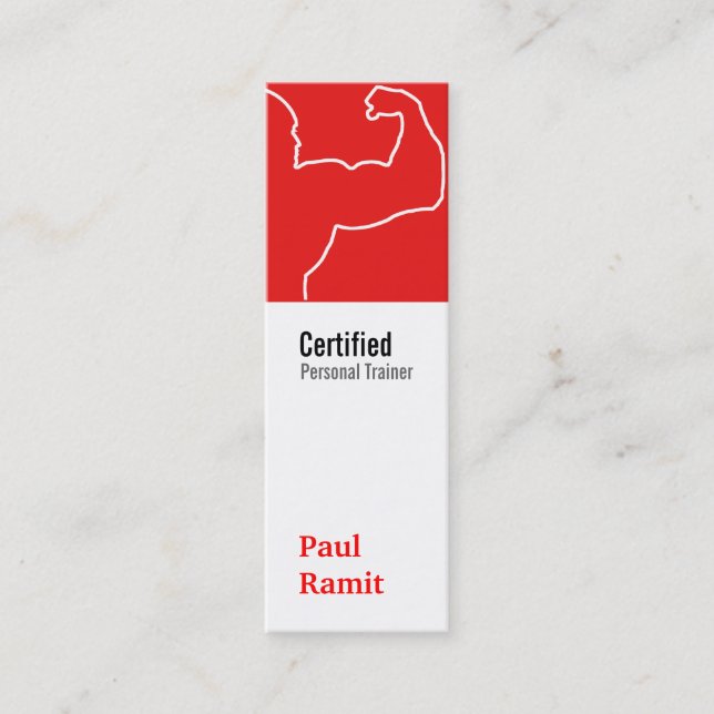 Personal Trainer Red Vertical Business Card Mini Visitenkarte (Vorderseite)