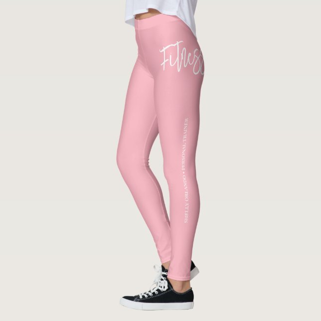 Personal Trainer | Rosa und Weiß Personalisiert Leggings (Links)