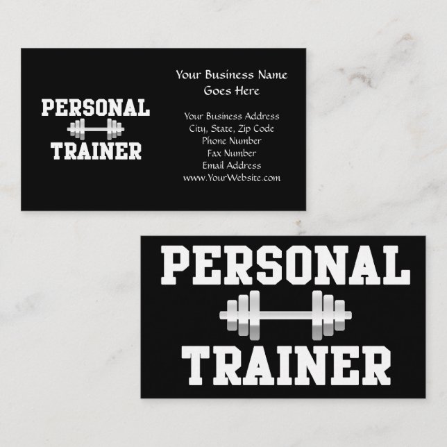 Personal Trainer Schwarz-Weiß Dumbell Training Visitenkarte (Vorne/Hinten)