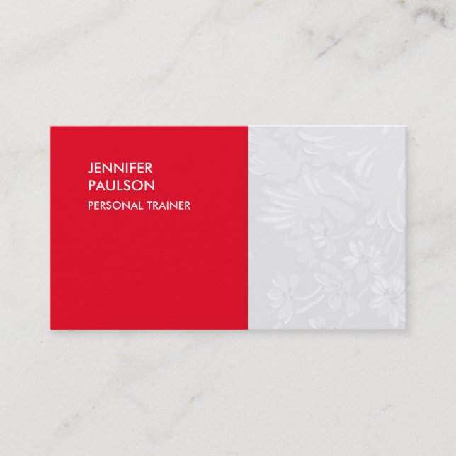 Personal Trainer Special Red Floral Damask Visitenkarte (Vorderseite)
