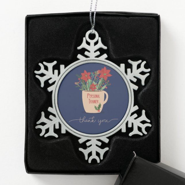 Personal Trainer Vielen Dank zu Weihnachten Schneeflocken Zinn-Ornament (Box)