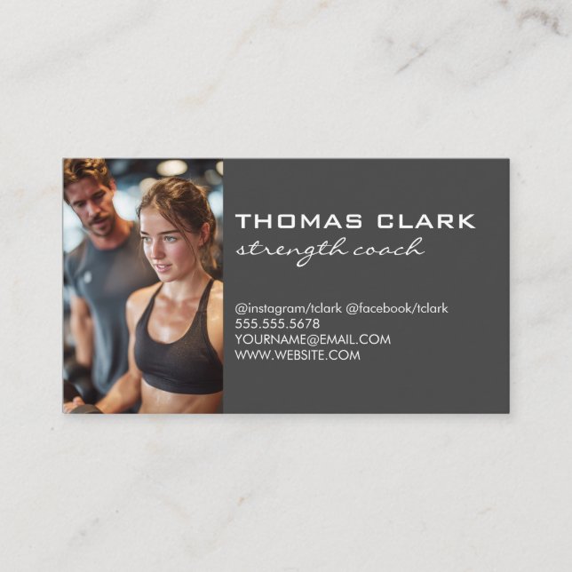 Personal Trainer with Client at Gym Visitenkarte (Vorderseite)