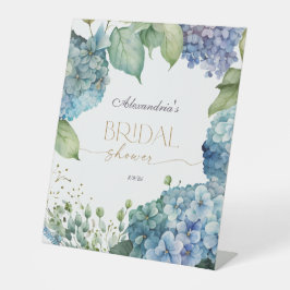 Personalise Bridal Shower Blue Hydrangeas Sockelschild