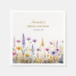 Personalise Bridal Shower Wildflowers Serviette