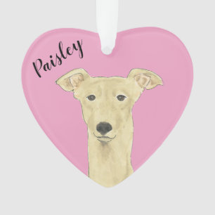 Personalisé Coeur rose Fawn Greyhound