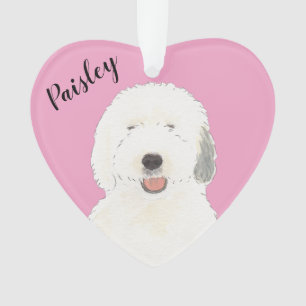 Personalisé Coeur rose Vieux anglais Sheepdog
