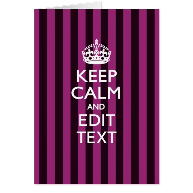 Personalisé KEEP CALM Votre Texte Fuchsia Stripes (Devant)