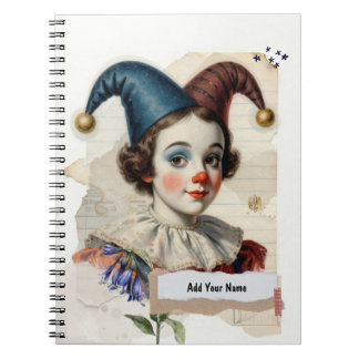 PERSONALISE Vintage Clown Collage Notebook Notizblock