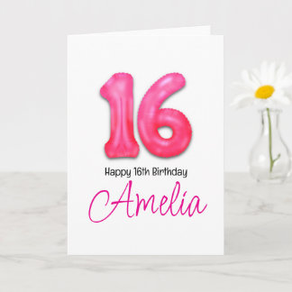 Personalised 16th Birthday Number Balloon Card Karte