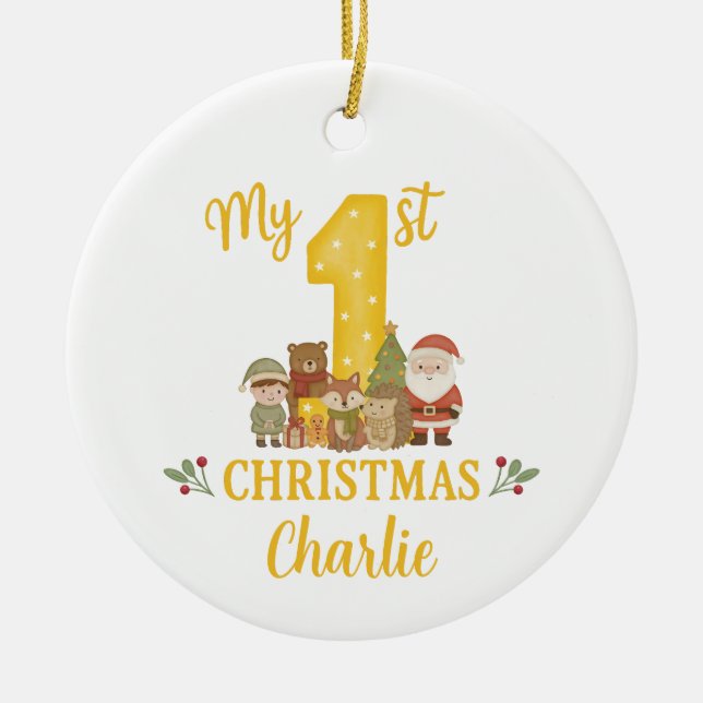 Personalised 1st Christmas Tree Decoration  Keramik Ornament (Vorne)