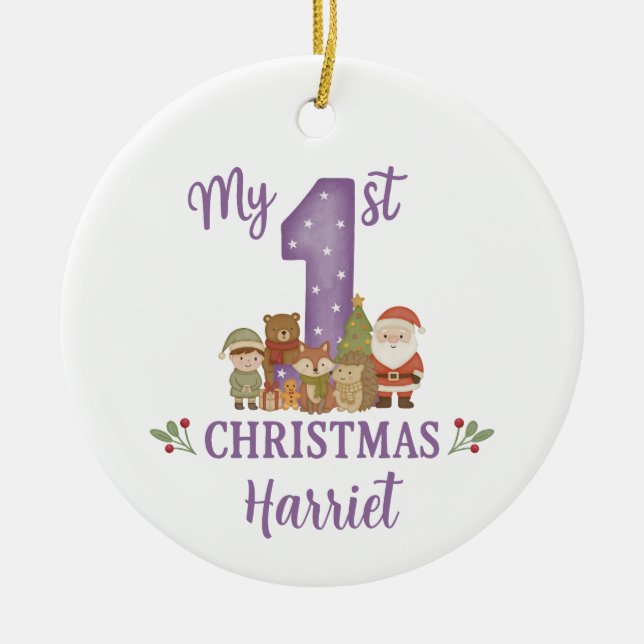 Personalised 1st Christmas Tree Decoration  Keramik Ornament (Vorne)