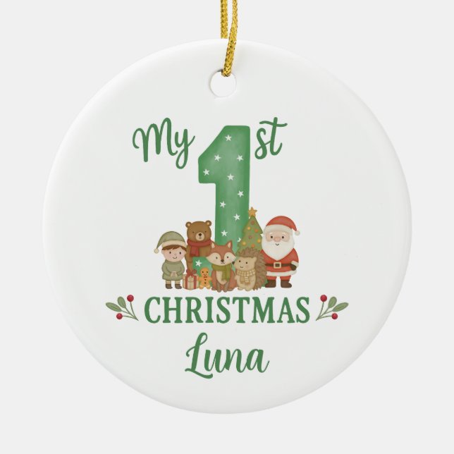 Personalised 1st Christmas Tree Decoration  Keramik Ornament (Vorne)
