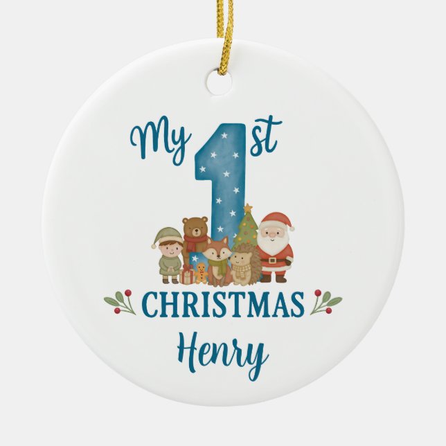 Personalised 1st Christmas Tree Decoration  Keramik Ornament (Vorne)