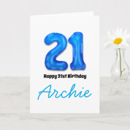 Personalised 21st Birthday Number Balloon Card Karte