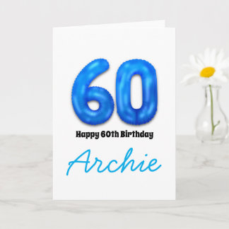 Personalised 60th Birthday Number Balloon Card Karte