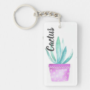 Personalised Acrylic Key Ring - Pronged Cactus Schlüsselanhänger