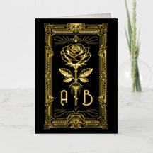 Personalised Art Deco Gold Foil Rose Card