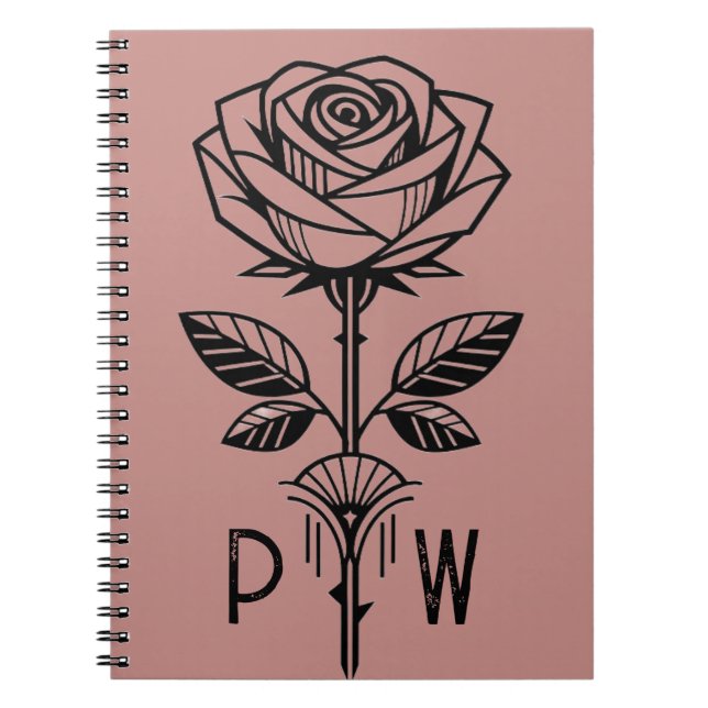 Personalised Art Deco Rose Notebook Notizblock (Vorderseite)