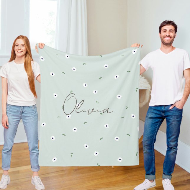 Personalised baby blanket, Floral baby gift Fleecedecke (Von Creator hochgeladen)