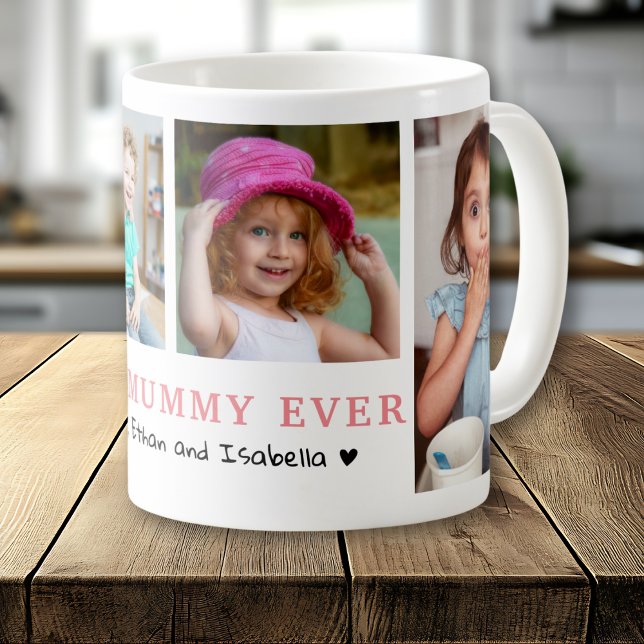 Personalised Best Mummy Ever 4 Photo Collage  Kaffeetasse (Von Creator hochgeladen)