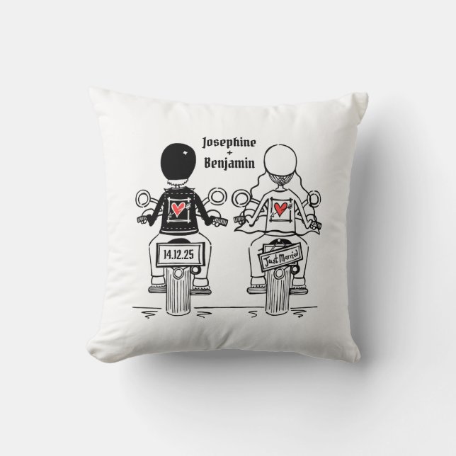 Personalised Biker Bride + Groom Wedding Gift Kissen (Vorderseite)