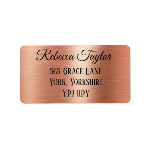 Personalised Black Elegant Rose Gold Address Adressaufkleber