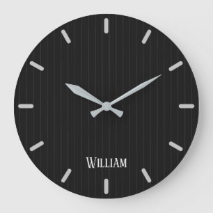 Personalised black pinstripes große wanduhr