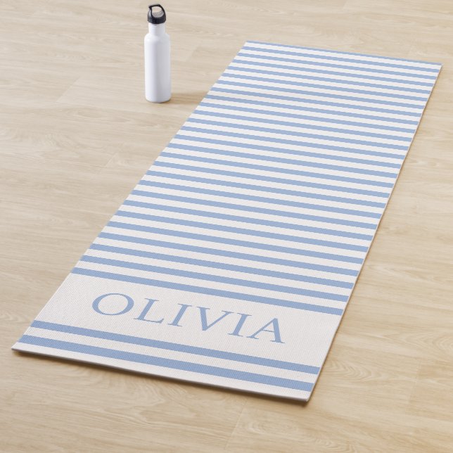 Personalised Blue and white stripes beach house  Yogamatte (Beispiel)