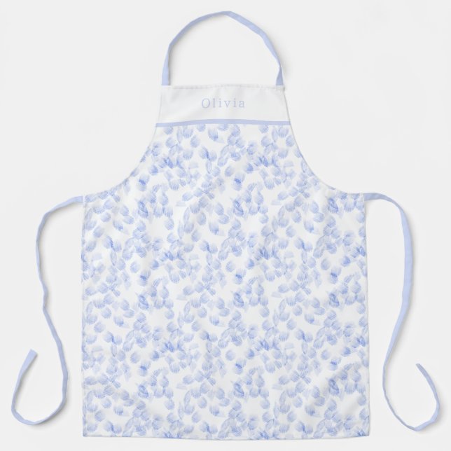 Personalised Blue Paint Strokes Pattern Apron Schürze (Vorderseite)