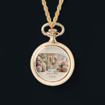 Personalised bridal necklace watch-Happily Ever Af Armbanduhr<br><div class="desc">Timeless elegance meets romantic charm with this Happily Ever After gold necklace watch. Featuring delicate champagne glasses tied with satin bows and framed by soft roses, this piece is both a graceful accessory and a meaningful keepsake. Perfect for brides, bridesmaids, or as a heartfelt gift, it adds a classic touch...</div>