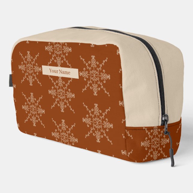 Personalised Brown Indian Boho Line Art Design Waschbeutel (Rechte Ecke)
