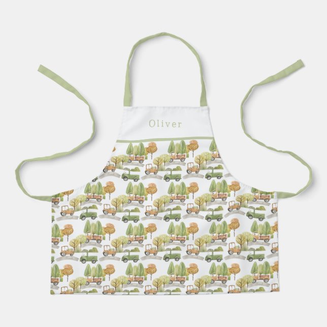 Personalised Cars Pattern Apron. Schürze (Vorderseite)