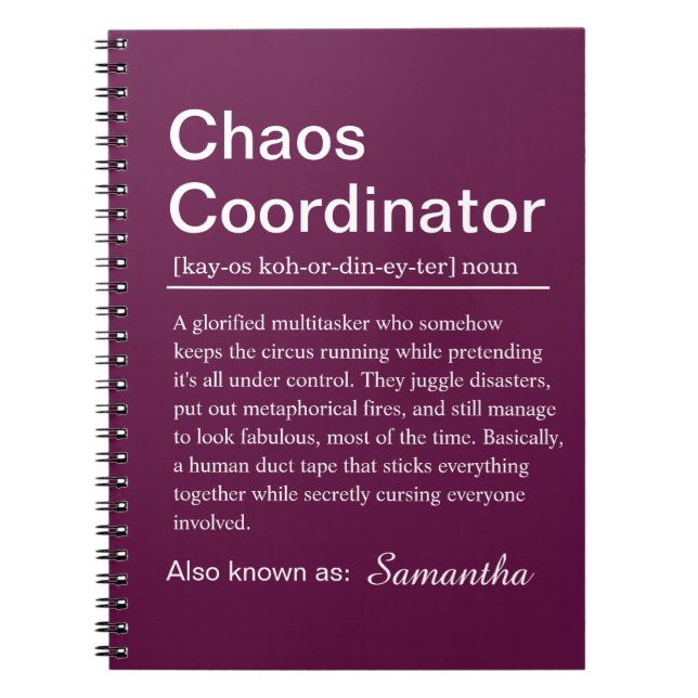 Personalised Chaos Coordinator Definition Notizblock (Vorderseite)