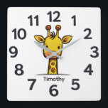 Personalised Child's Wall Clock Quadratische Wanduhr<br><div class="desc">Square. Size 10.75" x 10.75". Easoly change the name on the design template to personalise. Makes a great kid's gift. This wall clock is vibrantly printed with AcryliPrint®HD process to ensure the highest quality display of any content. Order this deco style wall clock for your walls or give to friends...</div>