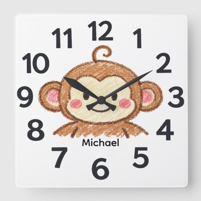 Personalised Child's Wall Clock Quadratische Wanduhr (Vorderseite)