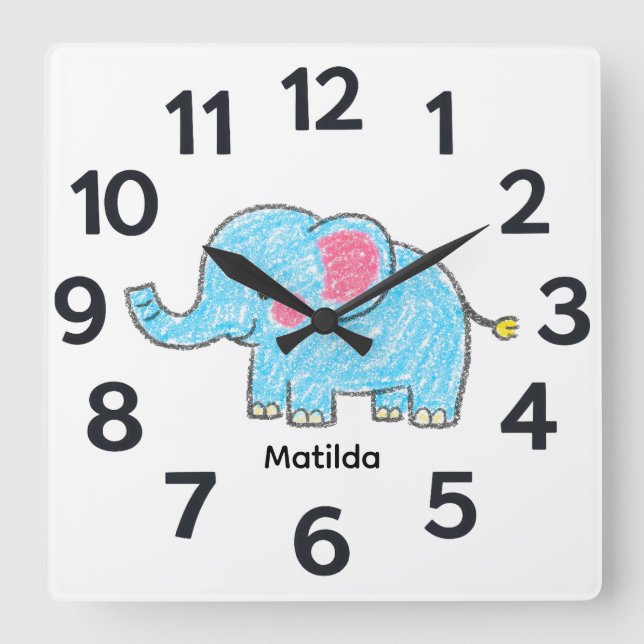 Personalised Child's Wall Clock Quadratische Wanduhr (Vorderseite)