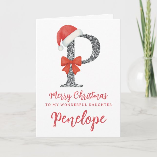 Personalised Christmas Card - Letter P Karte (Vorderseite)