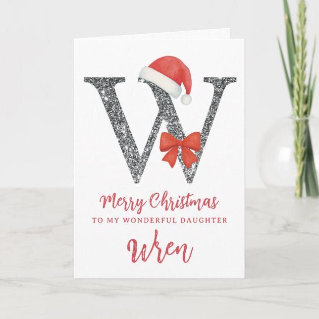 Personalised Christmas Card - Letter W Karte (Vorderseite)