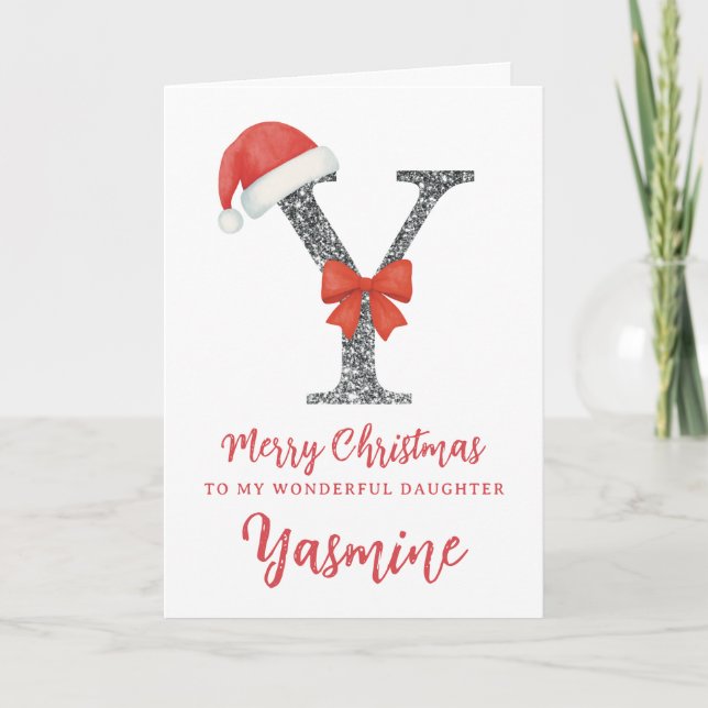 Personalised Christmas Card - Letter Y Karte (Vorderseite)