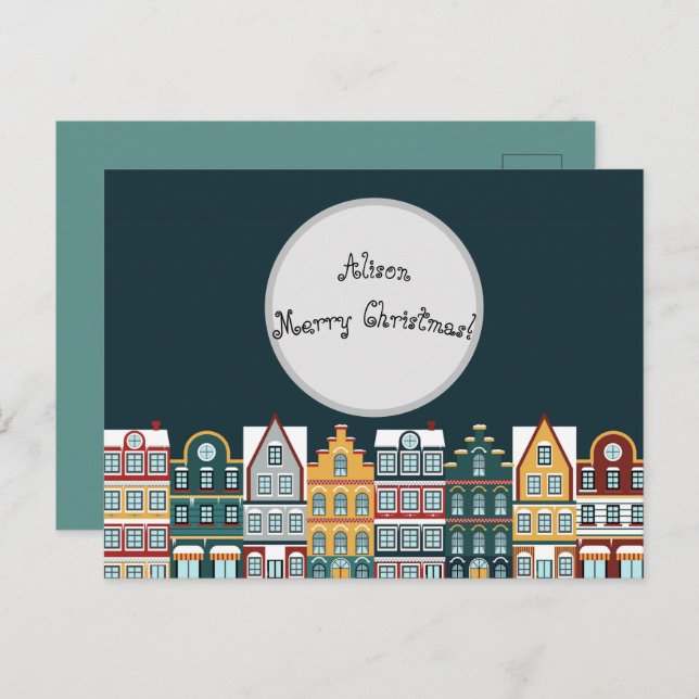 Personalised Christmas Eve Houses  Postkarte (Vorne/Hinten)