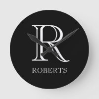 Personalised Clock with Initial and Family Name