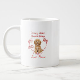 Personalised Cockapoo Kisses Valentine Wishes Jumbo-Tasse