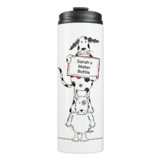 Personalised Cute Dog Acrobats Birthday Thermosbecher